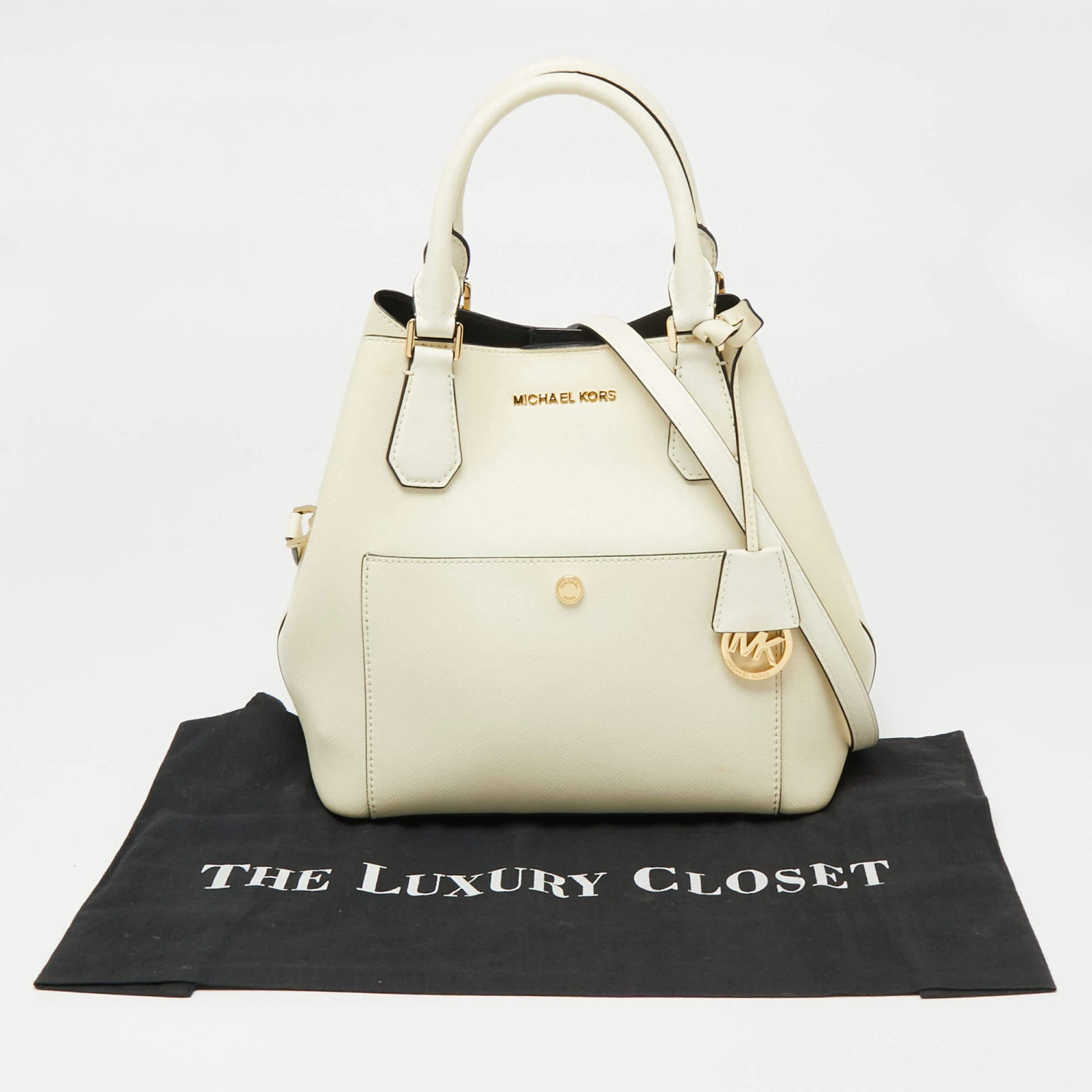Michael Kors Off White Leather Greenwich Tote For Women - Image 9