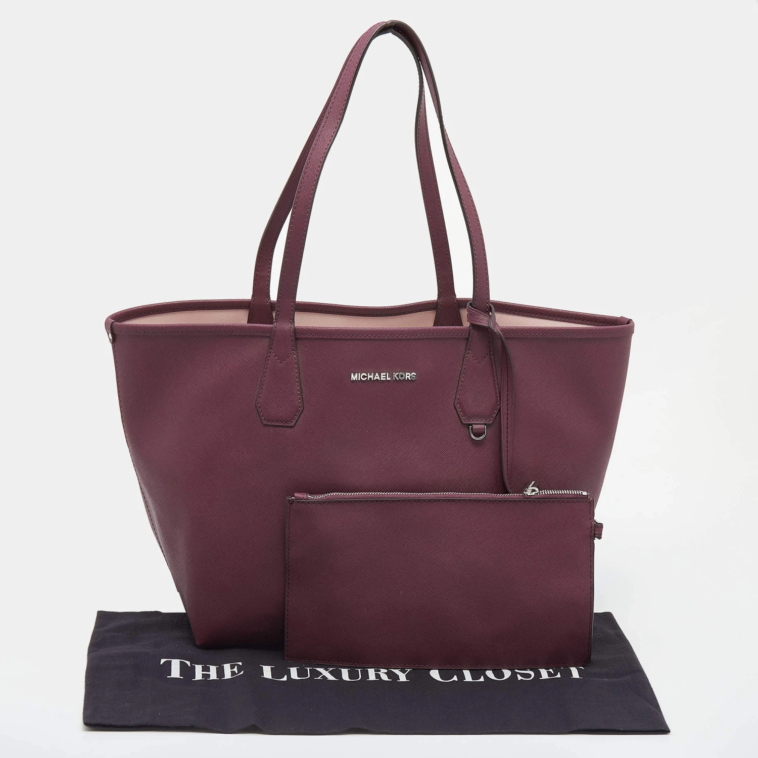 Michael Kors Burgundy Saffiano Leather Reversible Tote For Women - Image 10