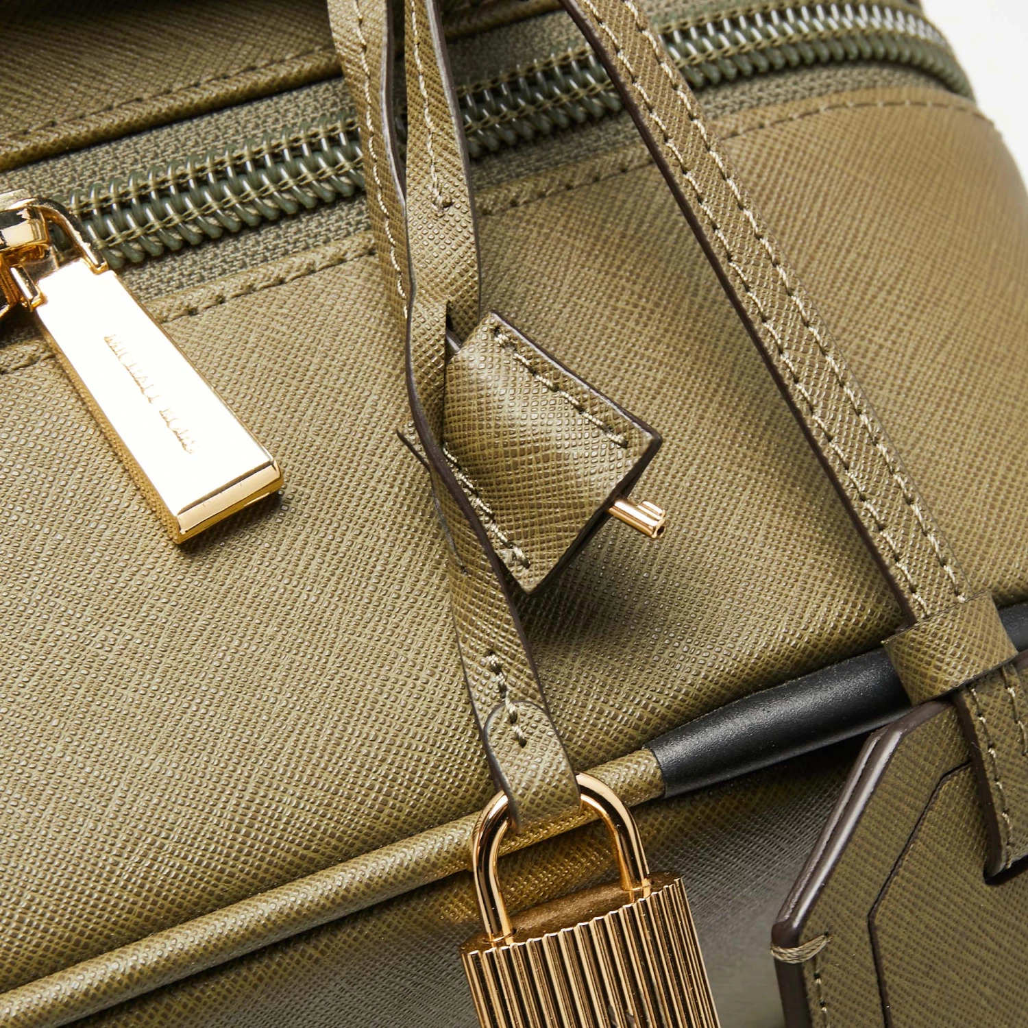 Michael Kors Olive Green Leather Jet Set Logo Luggage For Women - Image 6