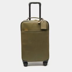 Michael Kors Olive Green Leather Jet Set Logo Luggage For Women