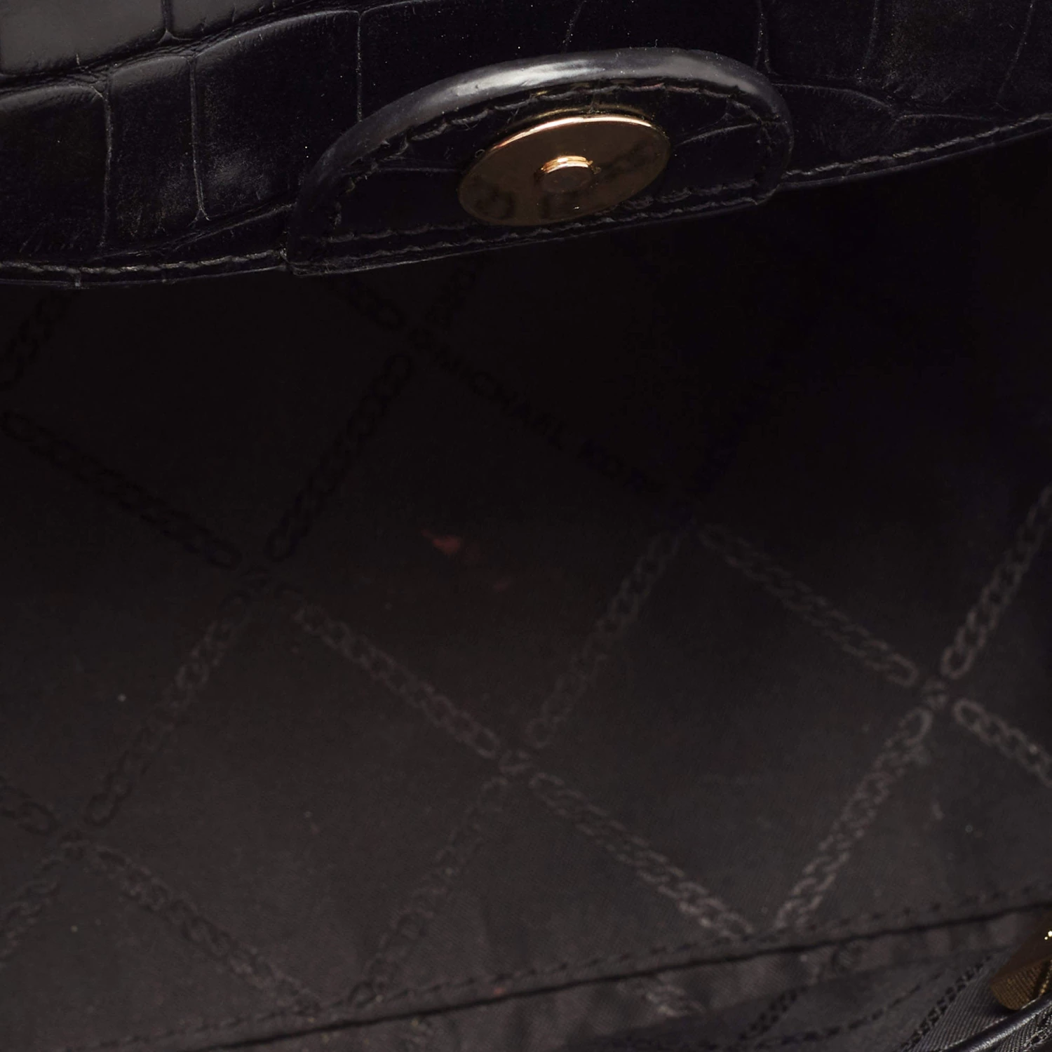 Michael Kors Black Croc Embossed Leather Satchel For Women - Image 7