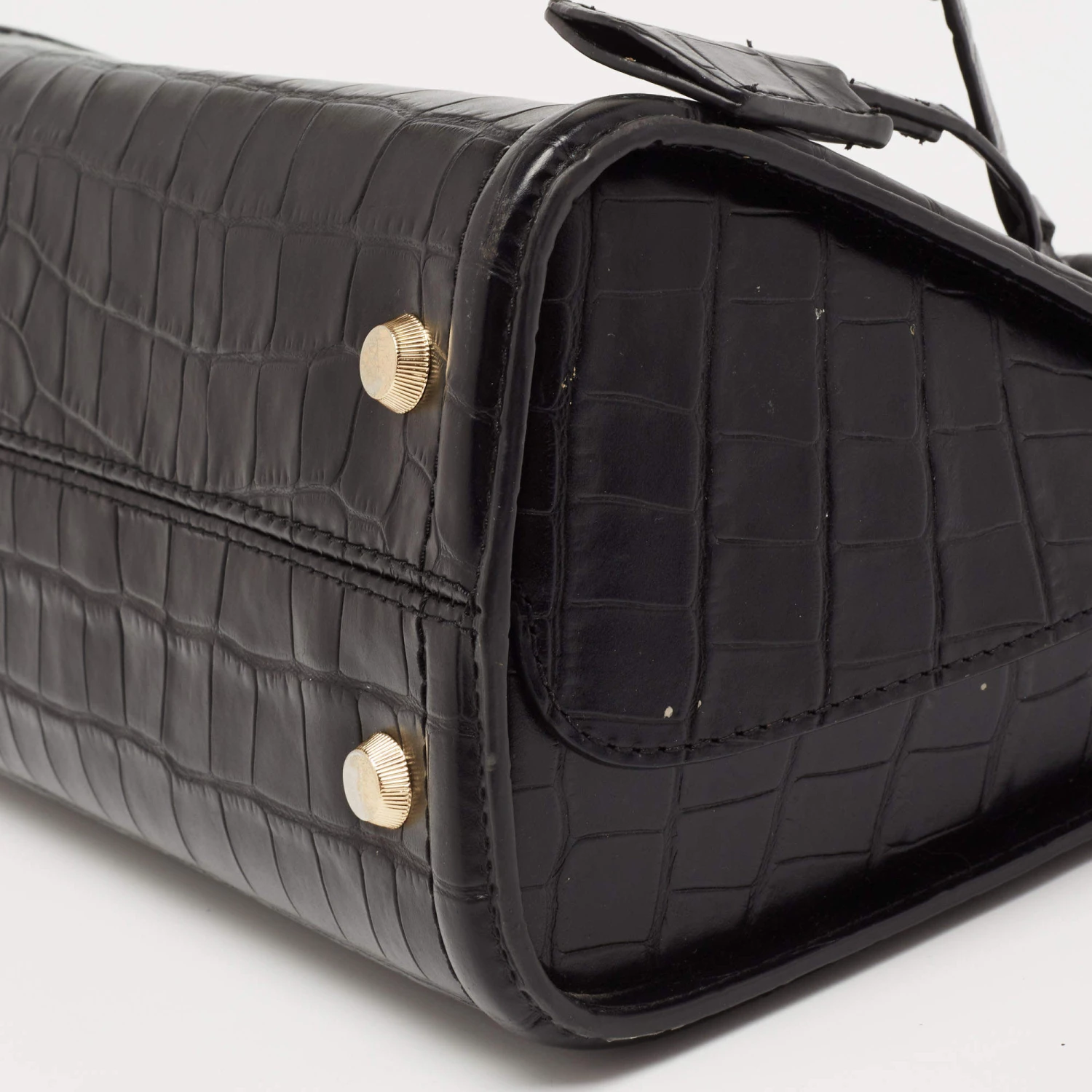 Michael Kors Black Croc Embossed Leather Satchel For Women - Image 10