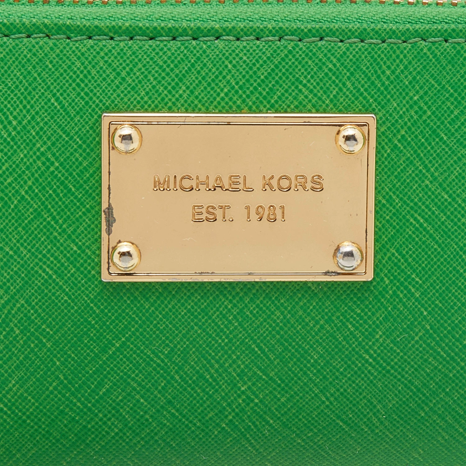 Michael Kors Green Leather Jet Set Zip Around Wristlet Wallet For Women - Image 5