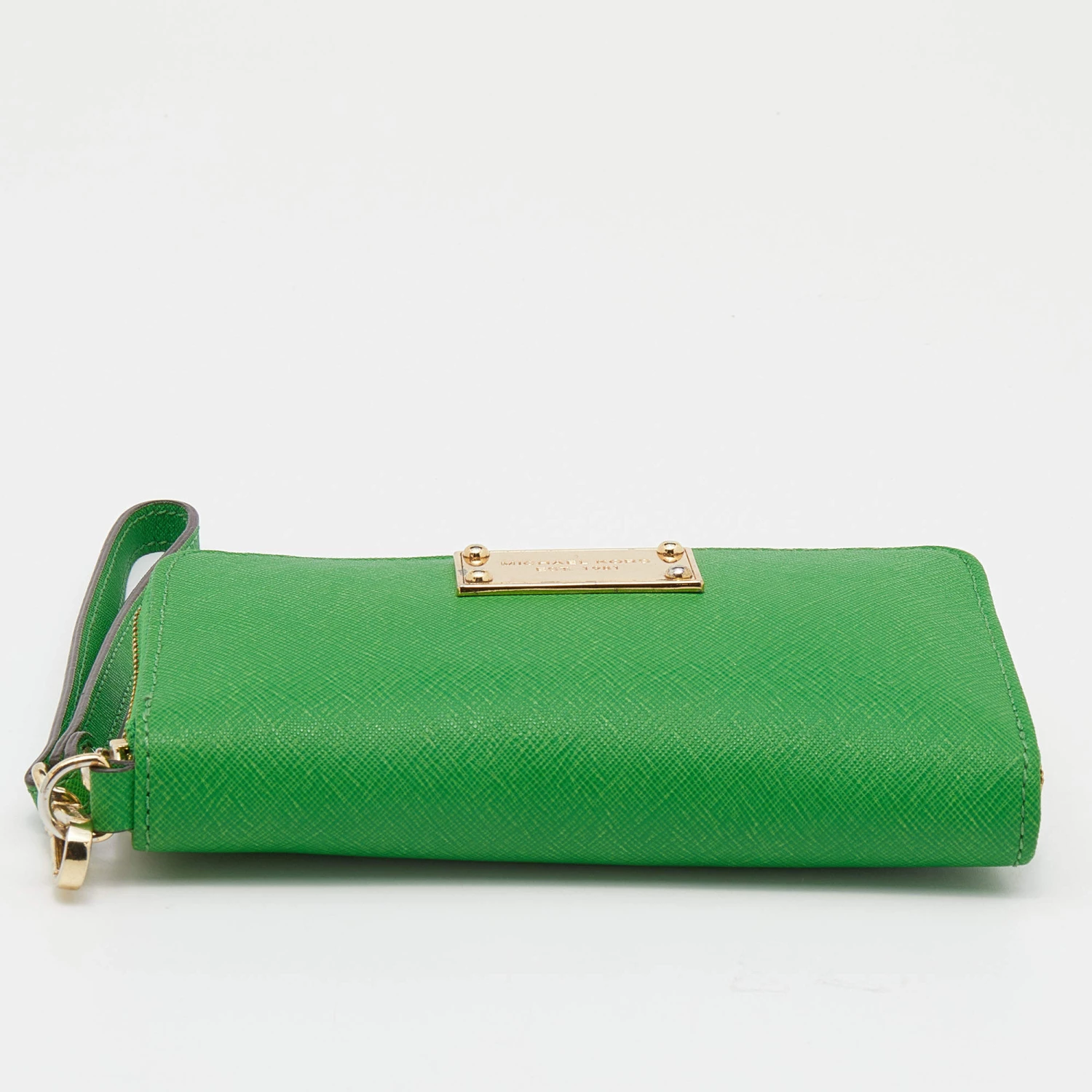 Michael Kors Green Leather Jet Set Zip Around Wristlet Wallet For Women - Image 6