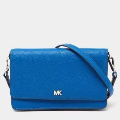 Michael Kors Blue Leather Phone Wallet Crossbody Bag For Women