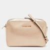 Michael Kors Metallic Gold Leather Jet Set Camera Crossbody Bag For Women