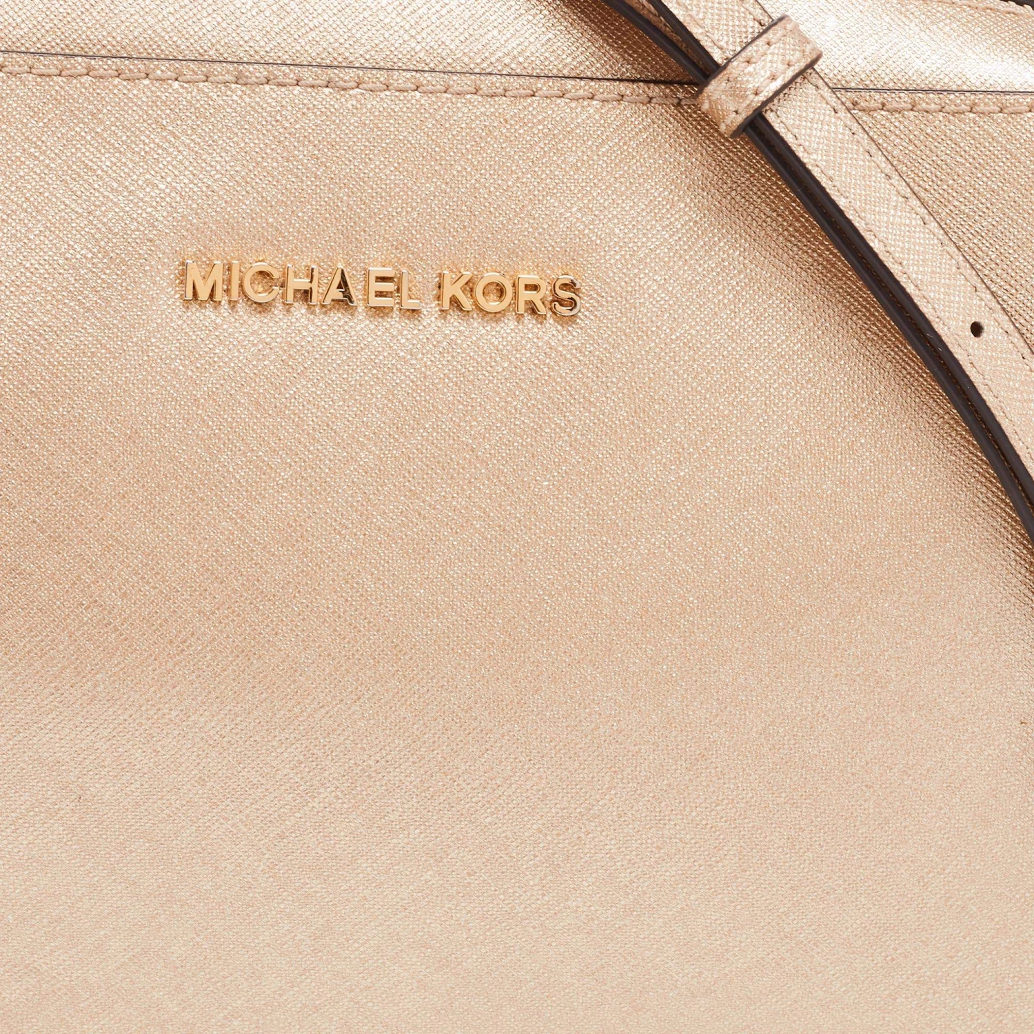 Michael Kors Metallic Gold Leather Jet Set Camera Crossbody Bag For Women - Image 5