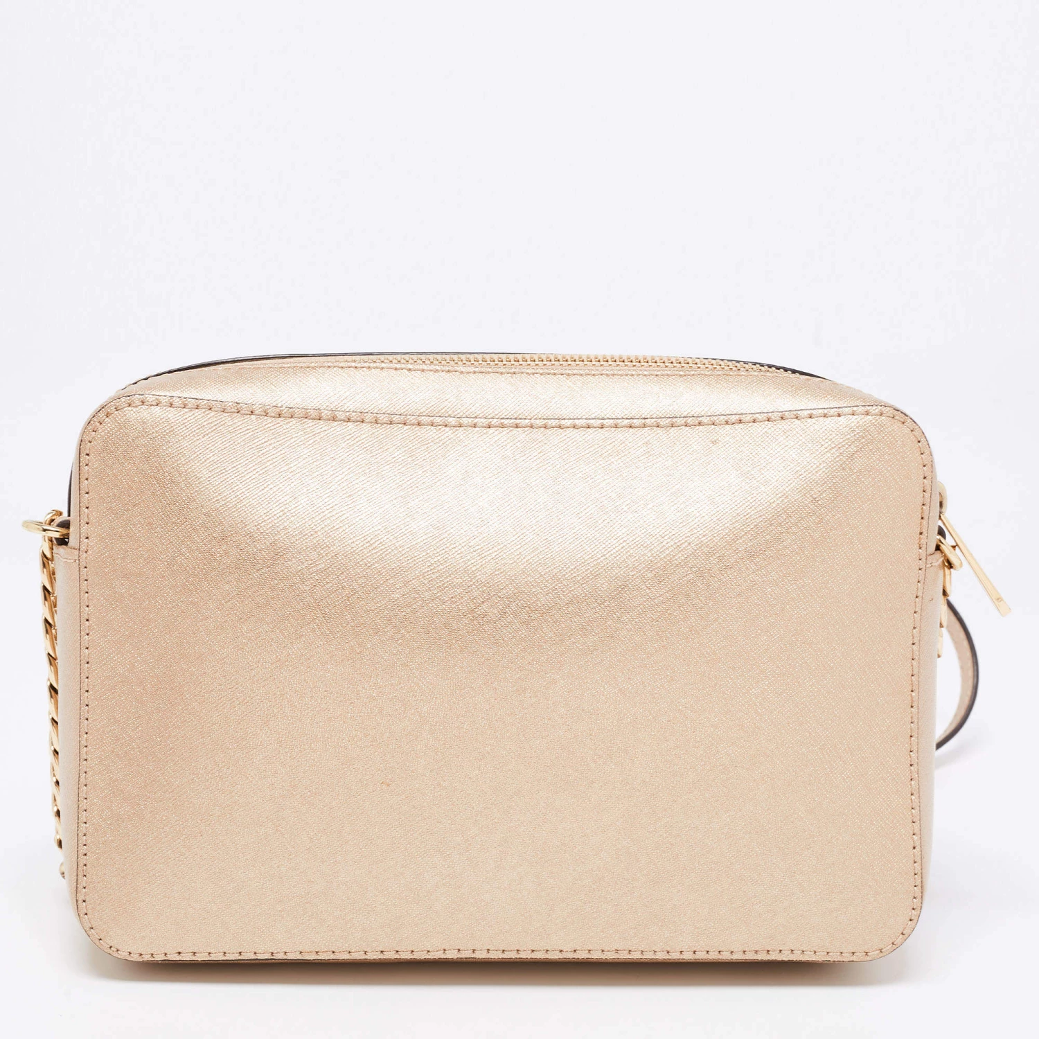 Michael Kors Metallic Gold Leather Jet Set Camera Crossbody Bag For Women - Image 4