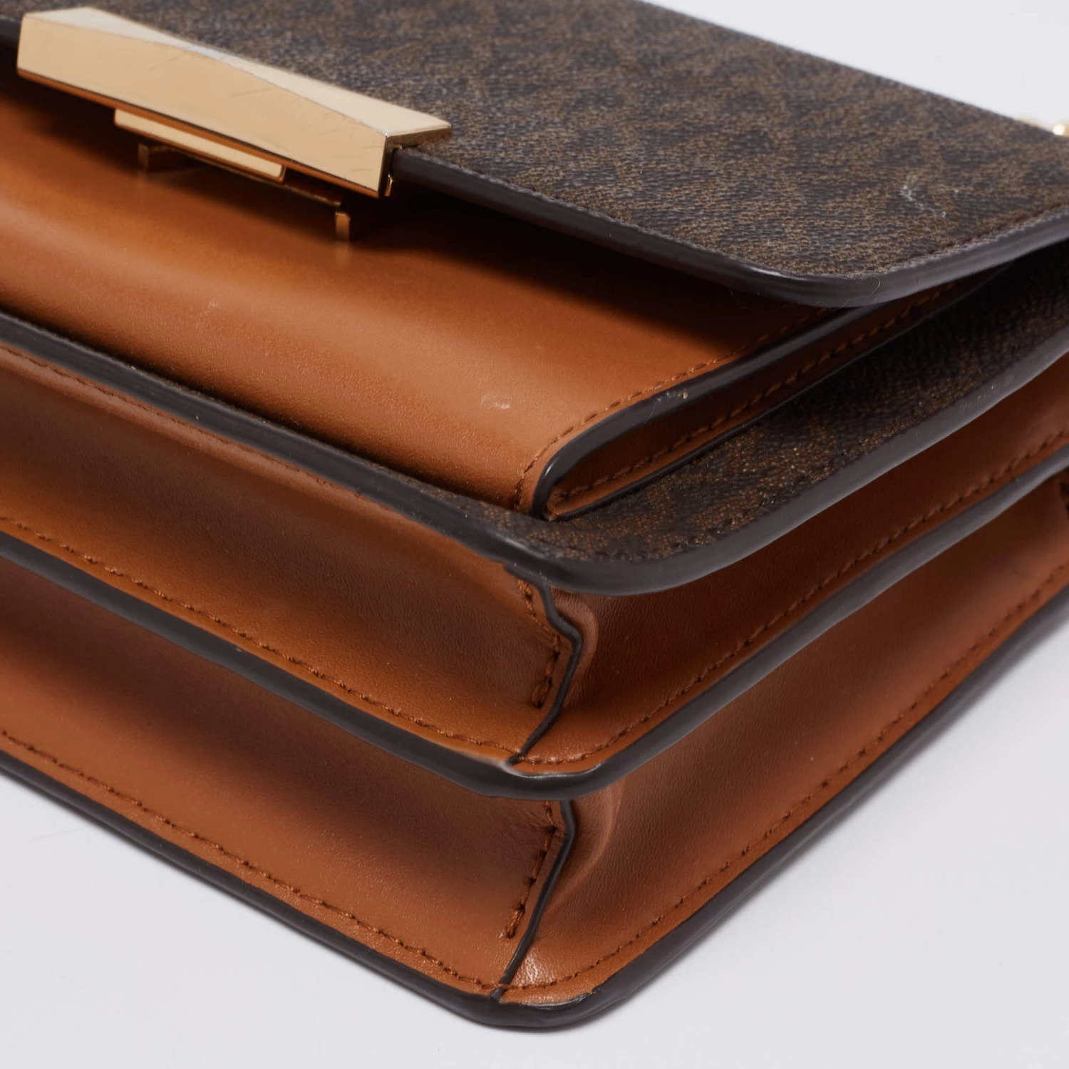 Michael Kors Brown Signature Coated Canvas And Leather Jade Shoulder Bag For Women - Image 14