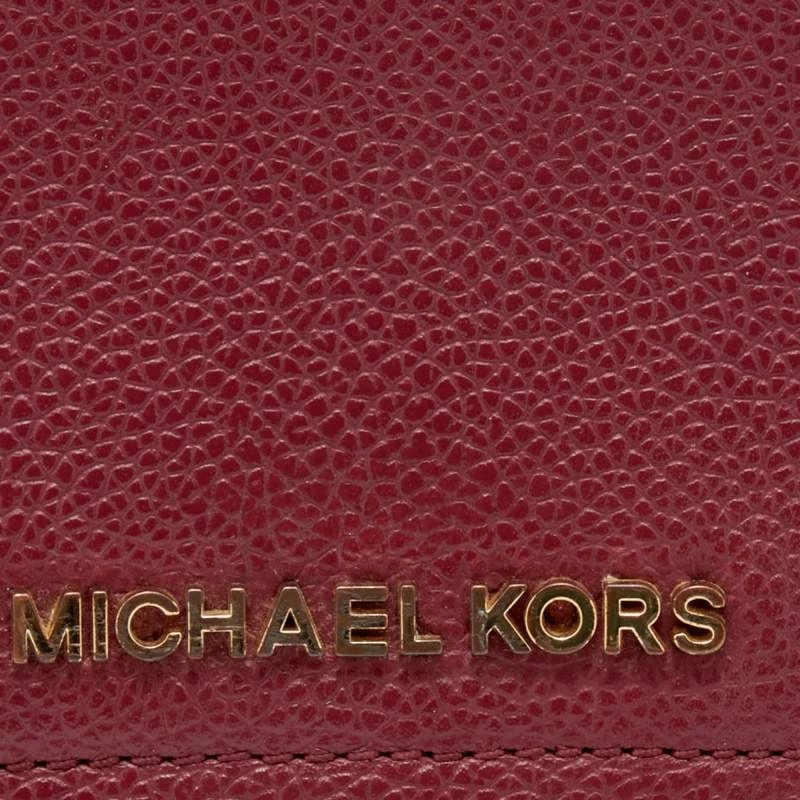Michael Kors Burgundy Leather Jet Set Flap Crossbody Bag For Women - Image 9