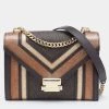 Michael Kors Brown/Gold Signature Coated Canvas And Leather Large Whitney Shoulder Bag For Women