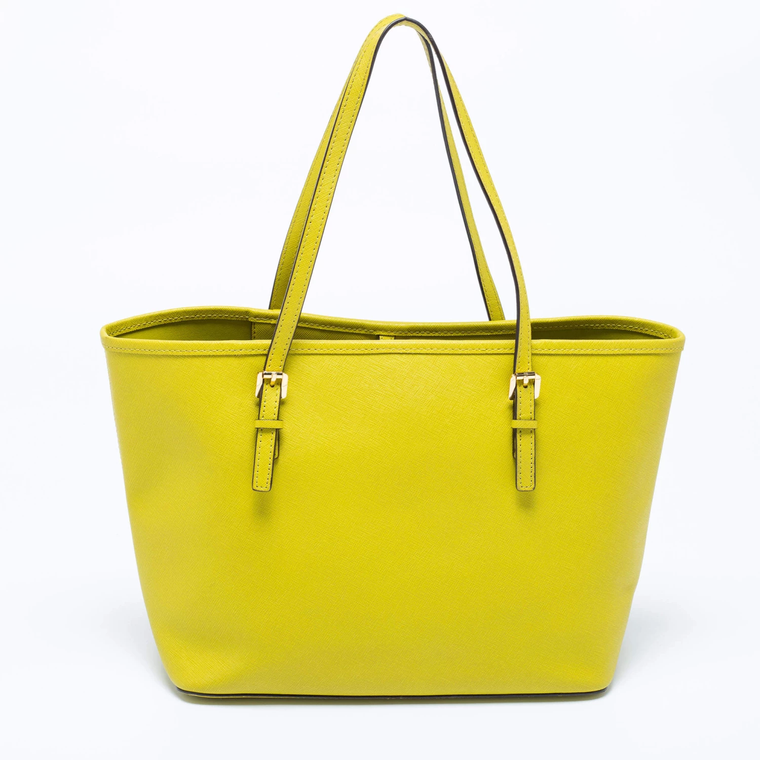 Michael Kors Neon Green Leather Small Jet Set Travel Tote For Women - Image 4