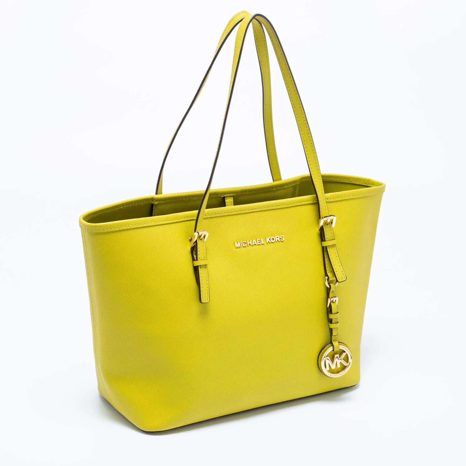 Michael Kors Neon Green Leather Small Jet Set Travel Tote For Women - Image 3