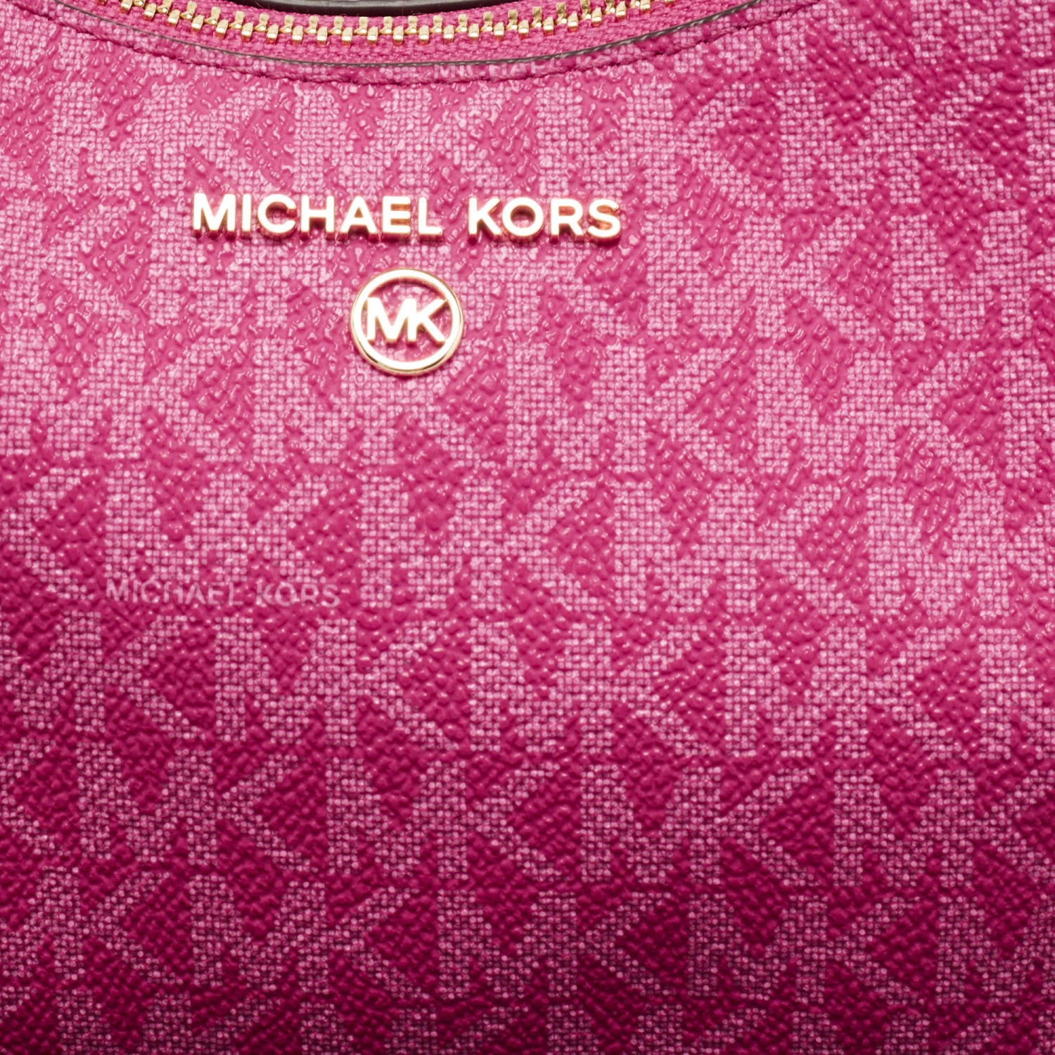 Michael Kors Pink Signature Coated Canvas And Leather Charm Pochette Bag For Women - Image 6