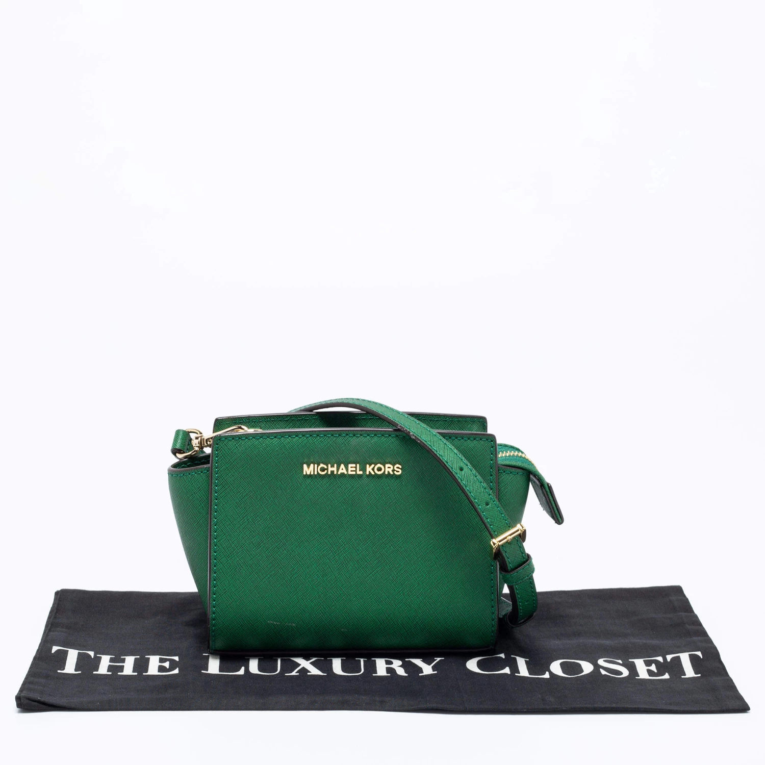 Michael Kors Green Leather Mini Selma Crossbody Bag For Women - Image 10