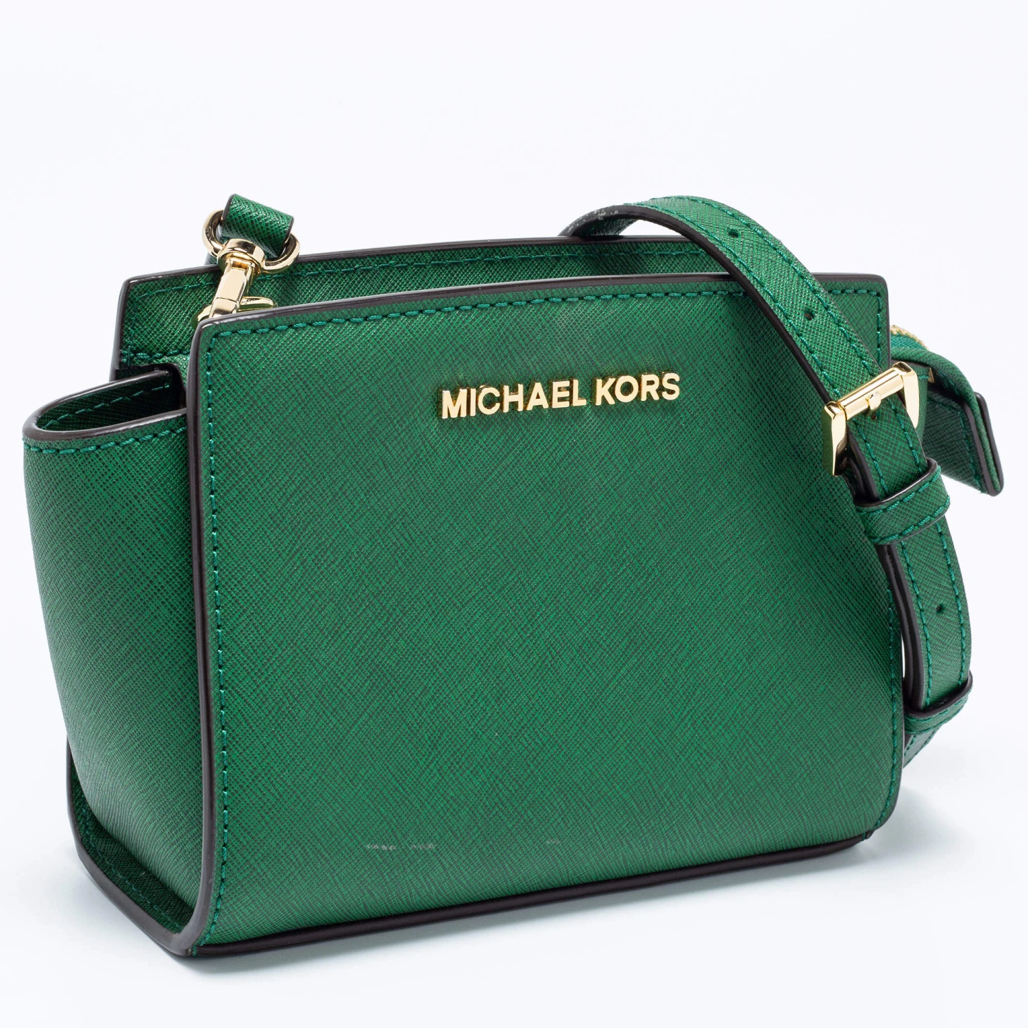 Michael Kors Green Leather Mini Selma Crossbody Bag For Women - Image 3