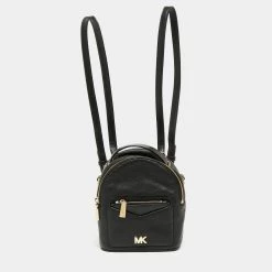 Michael Kors Black Leather Jessa Convertible Backpack For Women