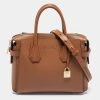 Michael Kors Tan Leather Small Mercer Belted Tote For Women