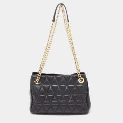Michael Kors Black Quilted Leather Sloan Shoulder Bag For Women