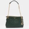 Michael Kors Green Quilted Leather Susan Shoulder Bag For Women