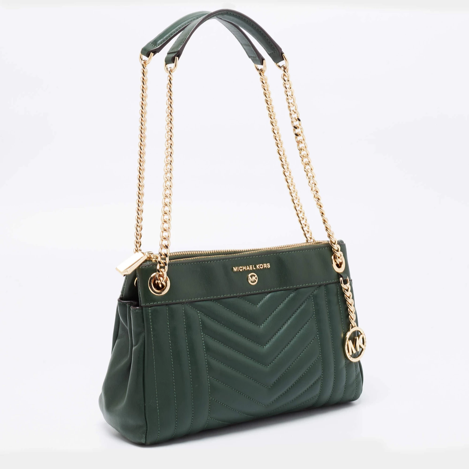 Michael Kors Green Quilted Leather Susan Shoulder Bag For Women - Image 3