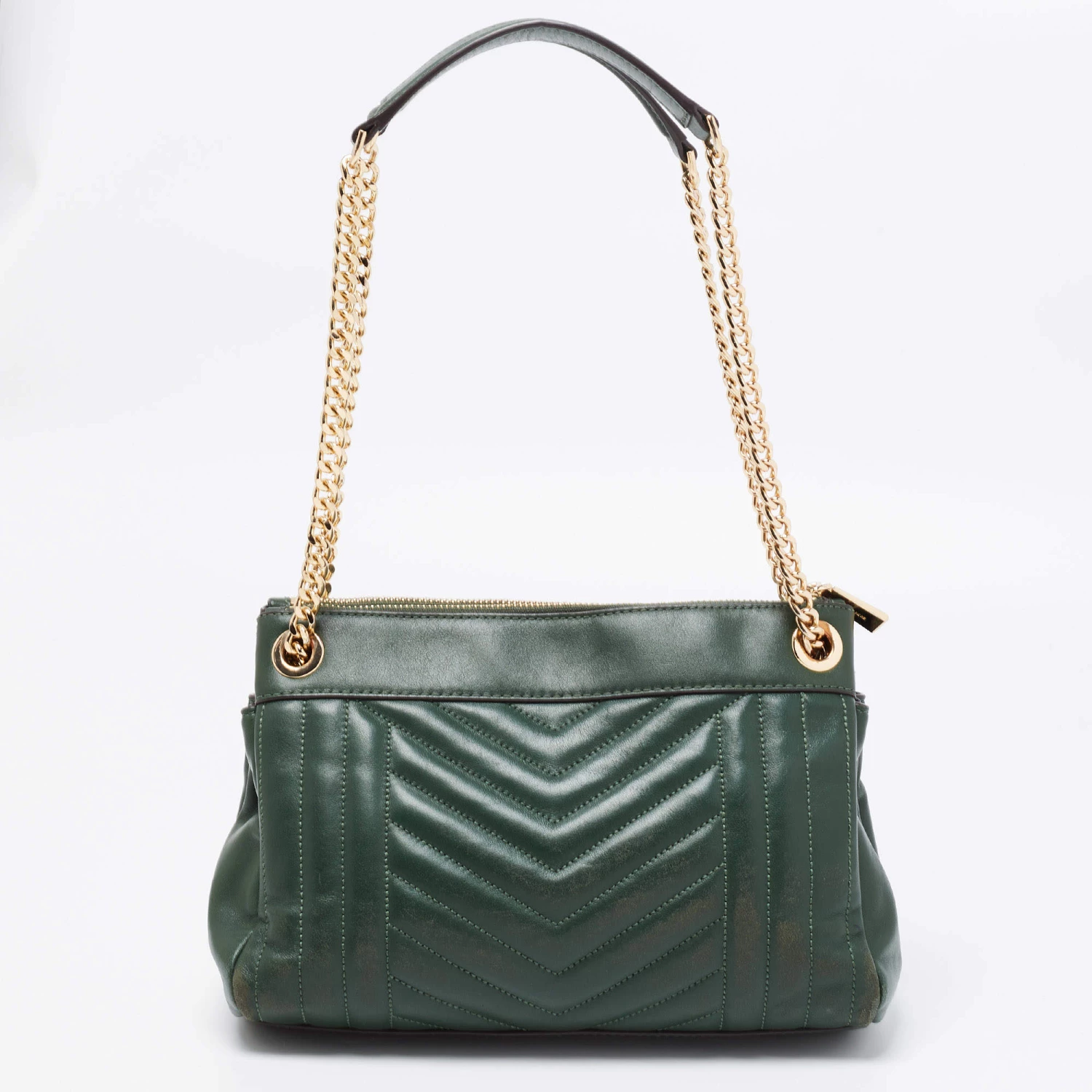Michael Kors Green Quilted Leather Susan Shoulder Bag For Women - Image 4