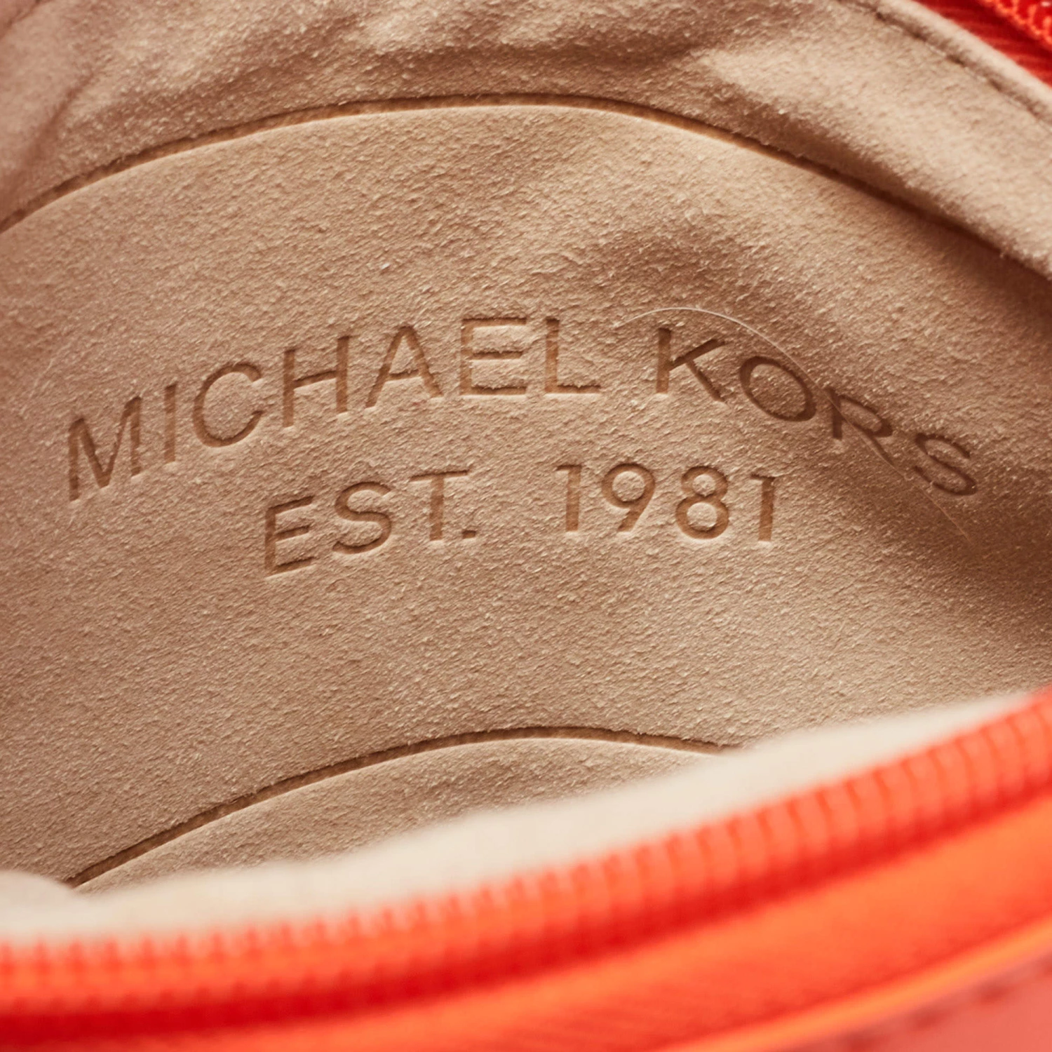 Michael Kors Neon Orange Neoprene And Patent Leather Messenger Bag For Women - Image 8