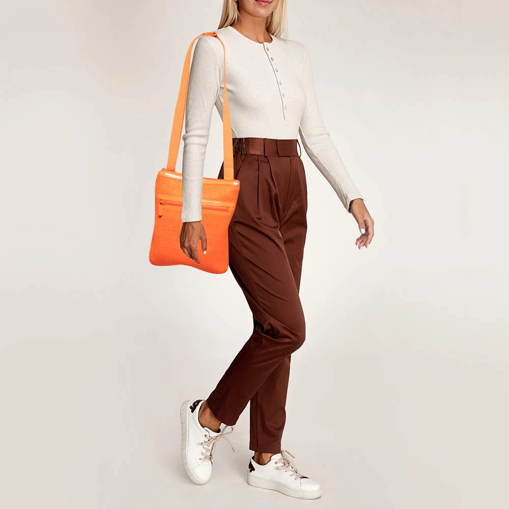 Michael Kors Neon Orange Neoprene And Patent Leather Messenger Bag For Women - Image 2