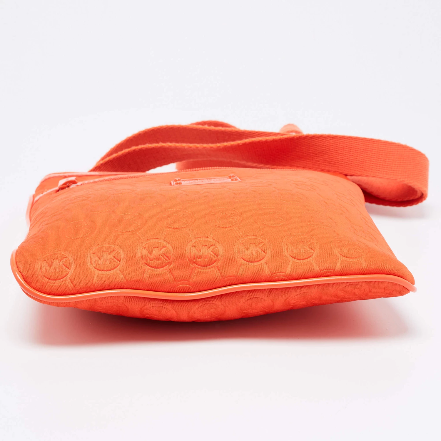 Michael Kors Neon Orange Neoprene And Patent Leather Messenger Bag For Women - Image 6