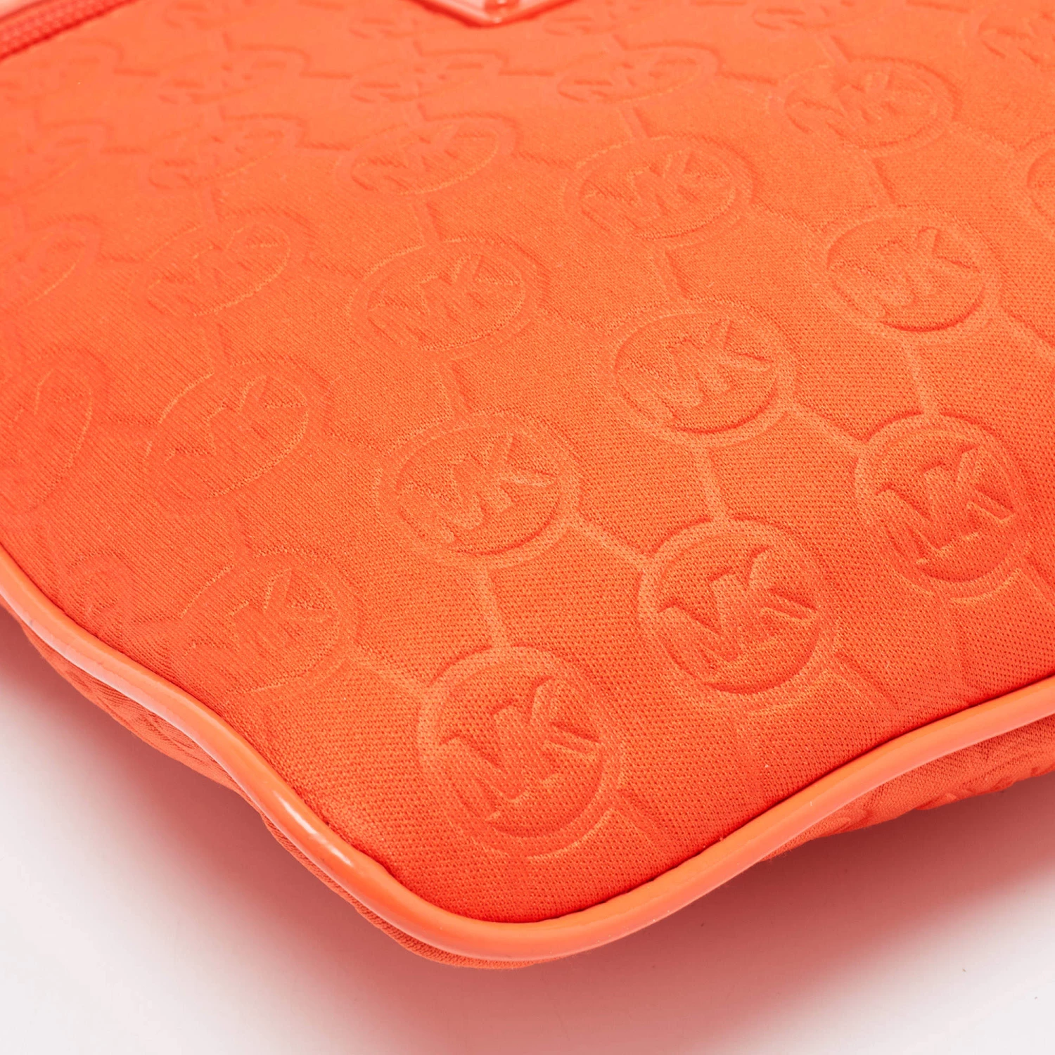 Michael Kors Neon Orange Neoprene And Patent Leather Messenger Bag For Women - Image 11