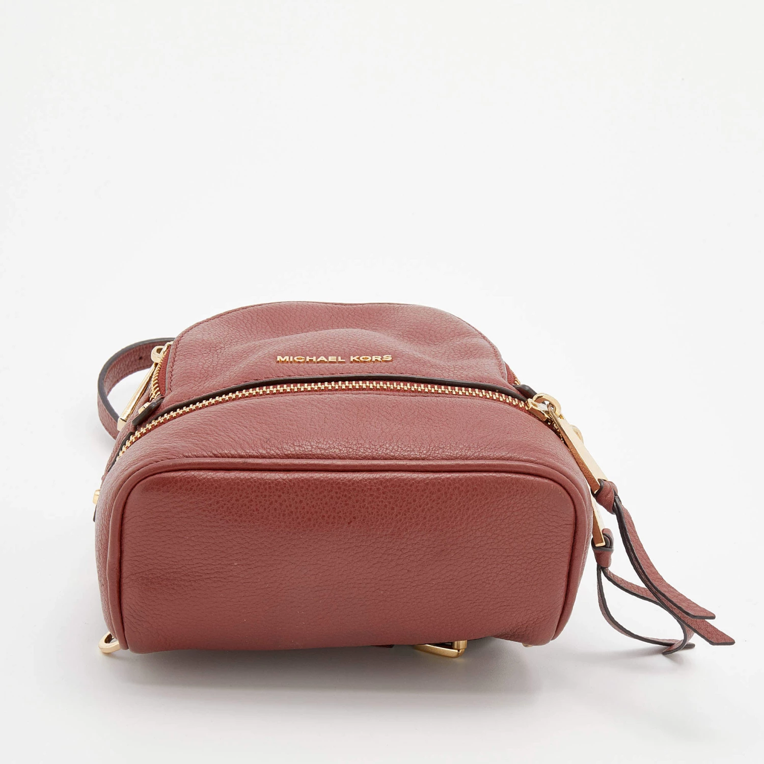 Michael Kors Brown Leather Rhea Zip Backpack For Women - Image 6