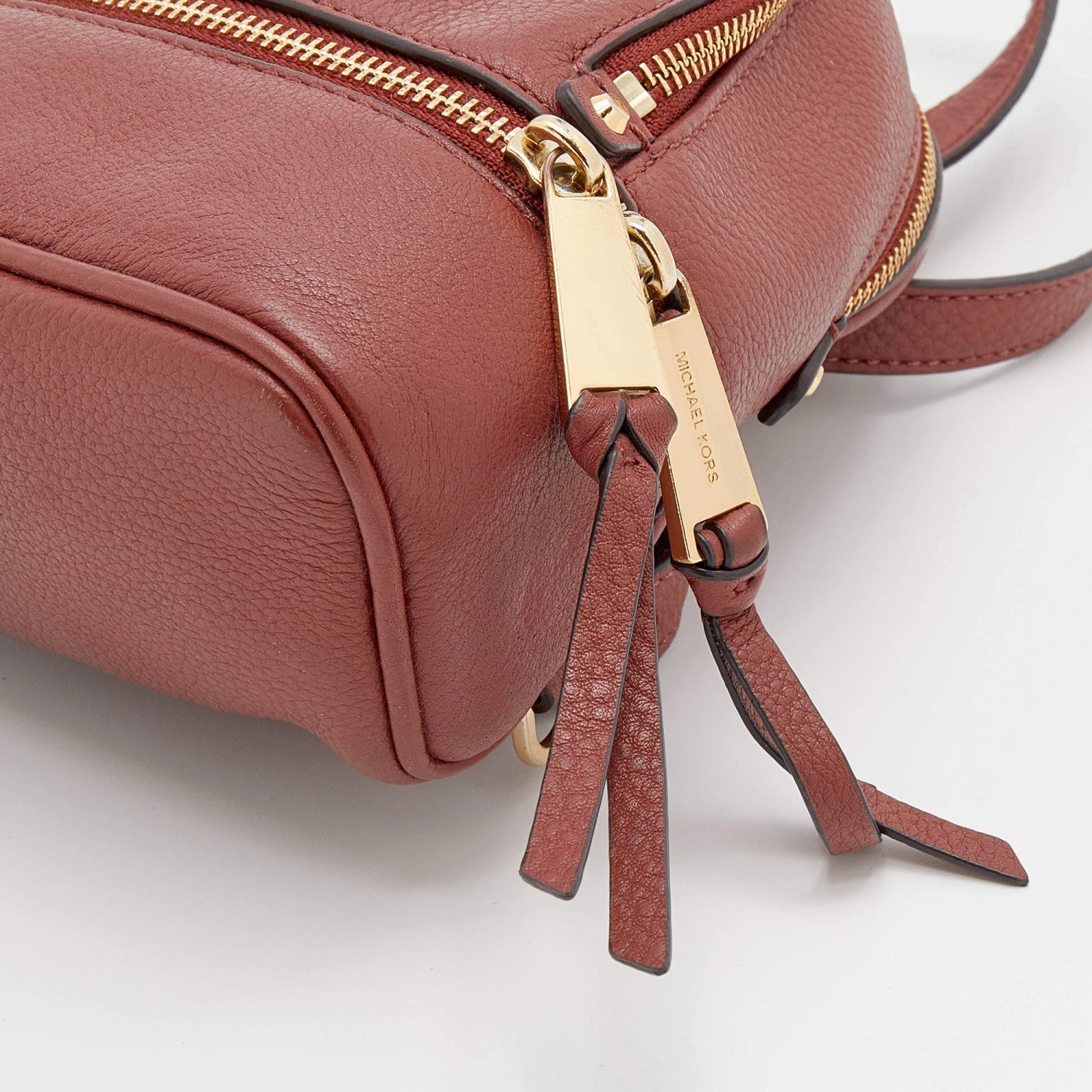 Michael Kors Brown Leather Rhea Zip Backpack For Women - Image 11