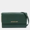 Michael Kors Green Leather Flap Crossbody Bag For Women