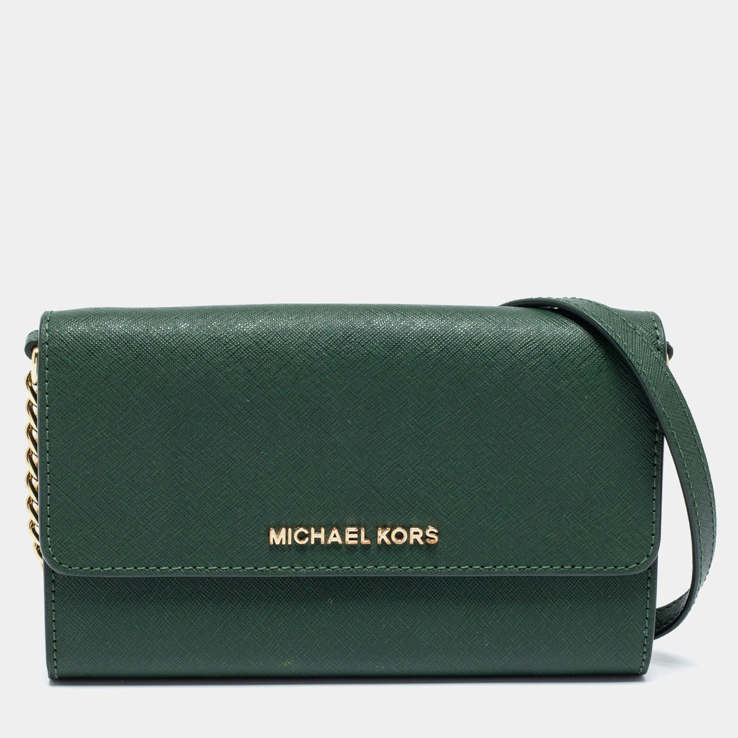 Michael Kors Green Leather Flap Crossbody Bag For Women