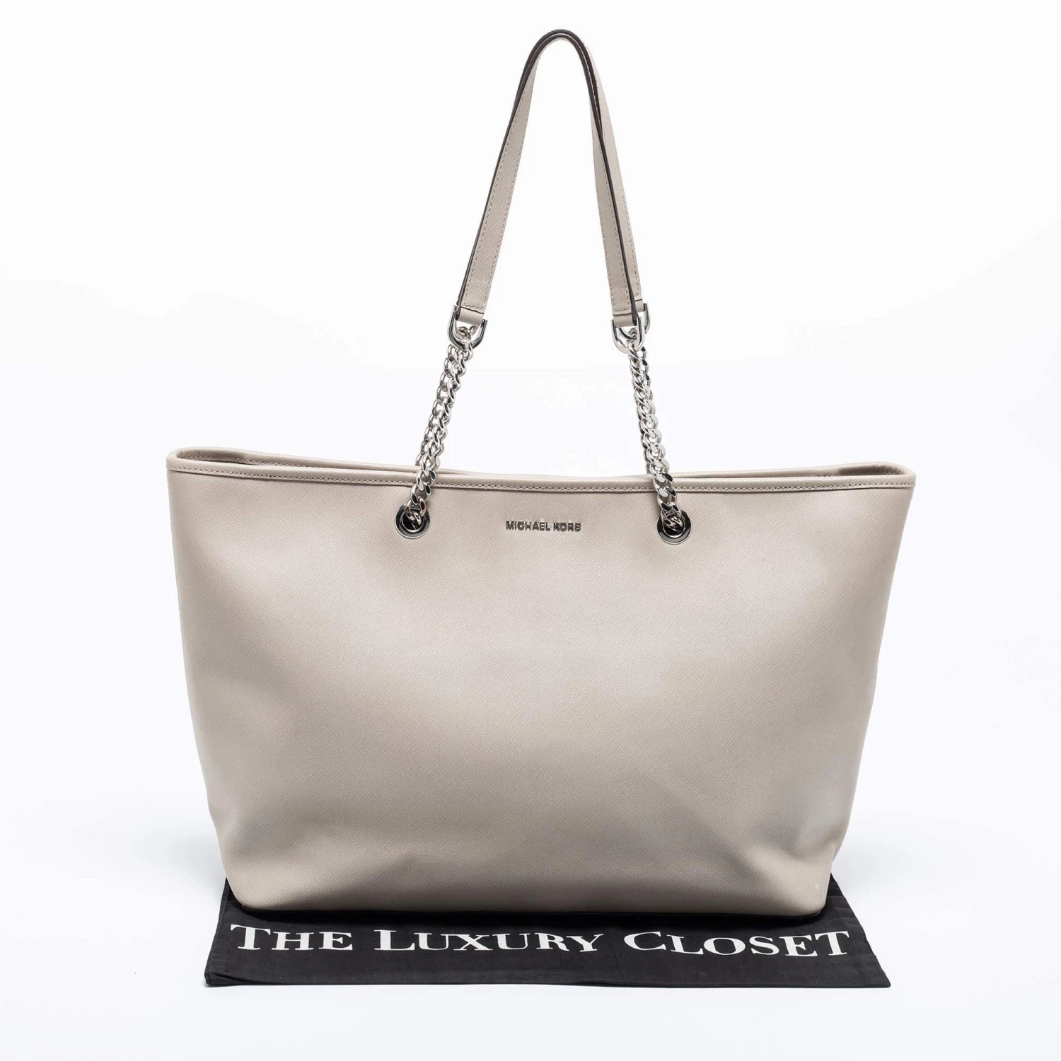 Michael Kors Grey Saffiano Leather Jet Set Tote For Women - Image 11