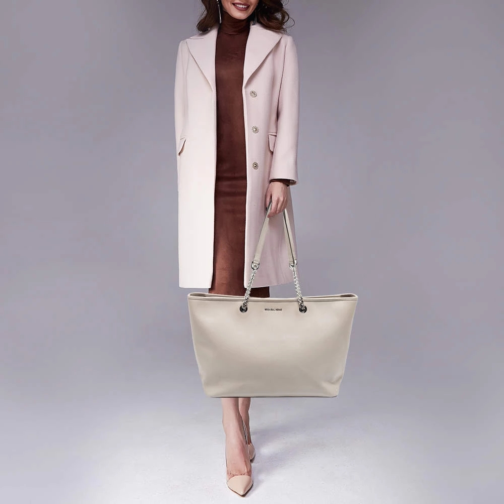 Michael Kors Grey Saffiano Leather Jet Set Tote For Women - Image 2