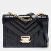 Michael Kors Black Quilted Leather Whitney Shoulder Bag For Women
