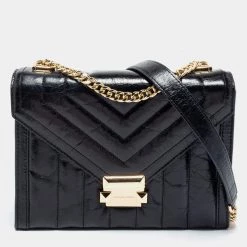 Michael Kors Black Quilted Leather Whitney Shoulder Bag For Women