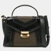 Michael Kors Brown/Black Signature Coated Canvas And Leather Whitney Top Handle Bag For Women