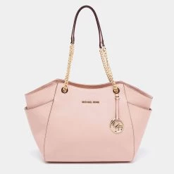 Michael Kors Pink Saffiano Leather Jet Set Travel Chain Tote For Women