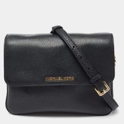 Michael Kors Black Leather Bedford Crossbody Bag For Women