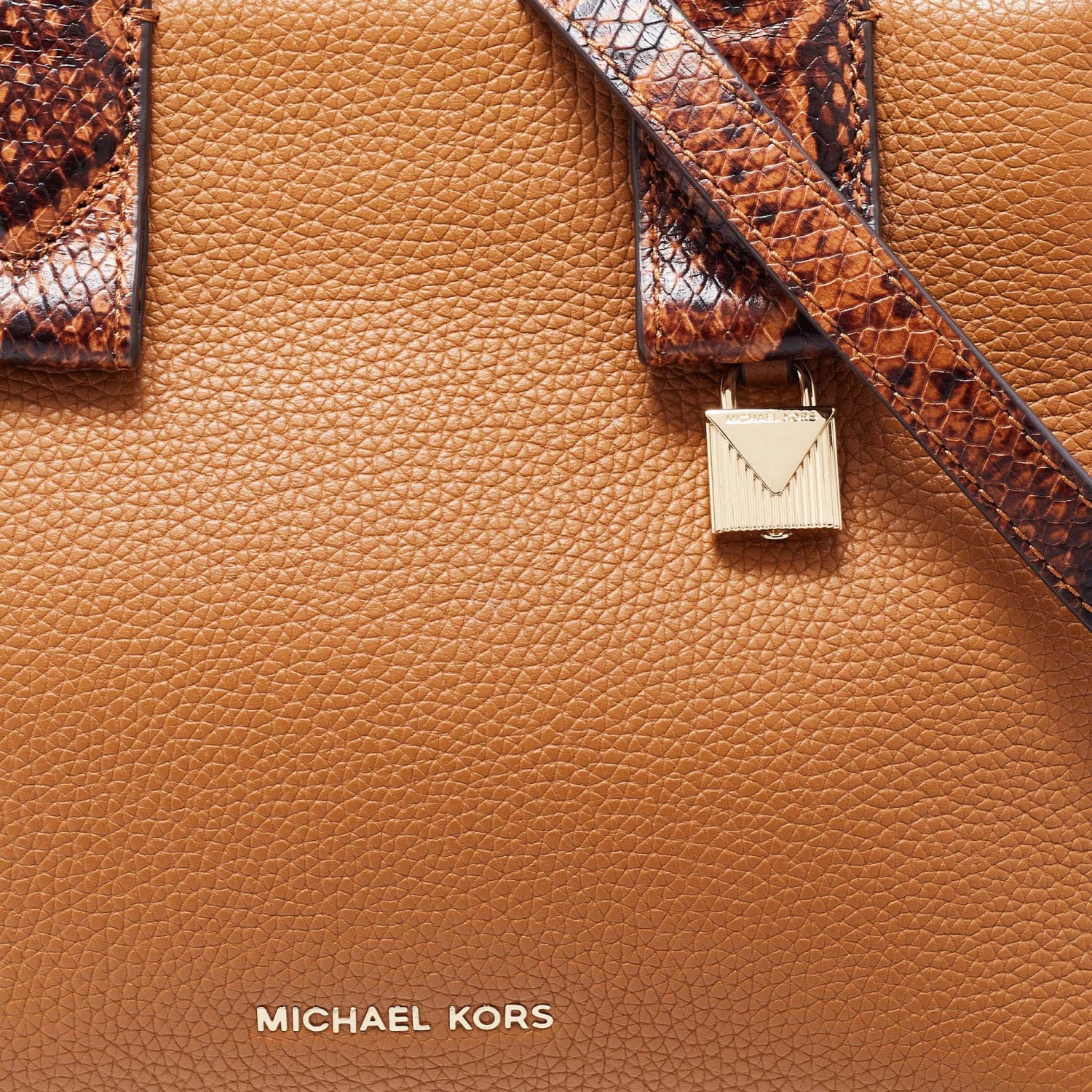 Michael Kors Brown Python Embossed And Leather Rollins Tote For Women - Image 5