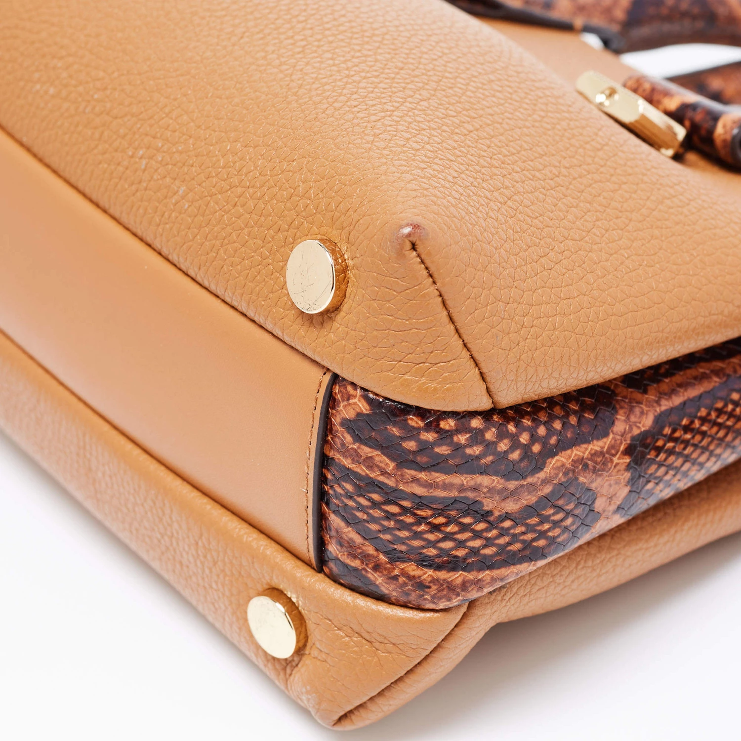 Michael Kors Brown Python Embossed And Leather Rollins Tote For Women - Image 10