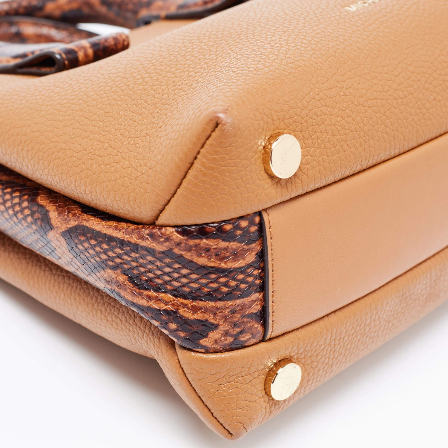 Michael Kors Brown Python Embossed And Leather Rollins Tote For Women - Image 11