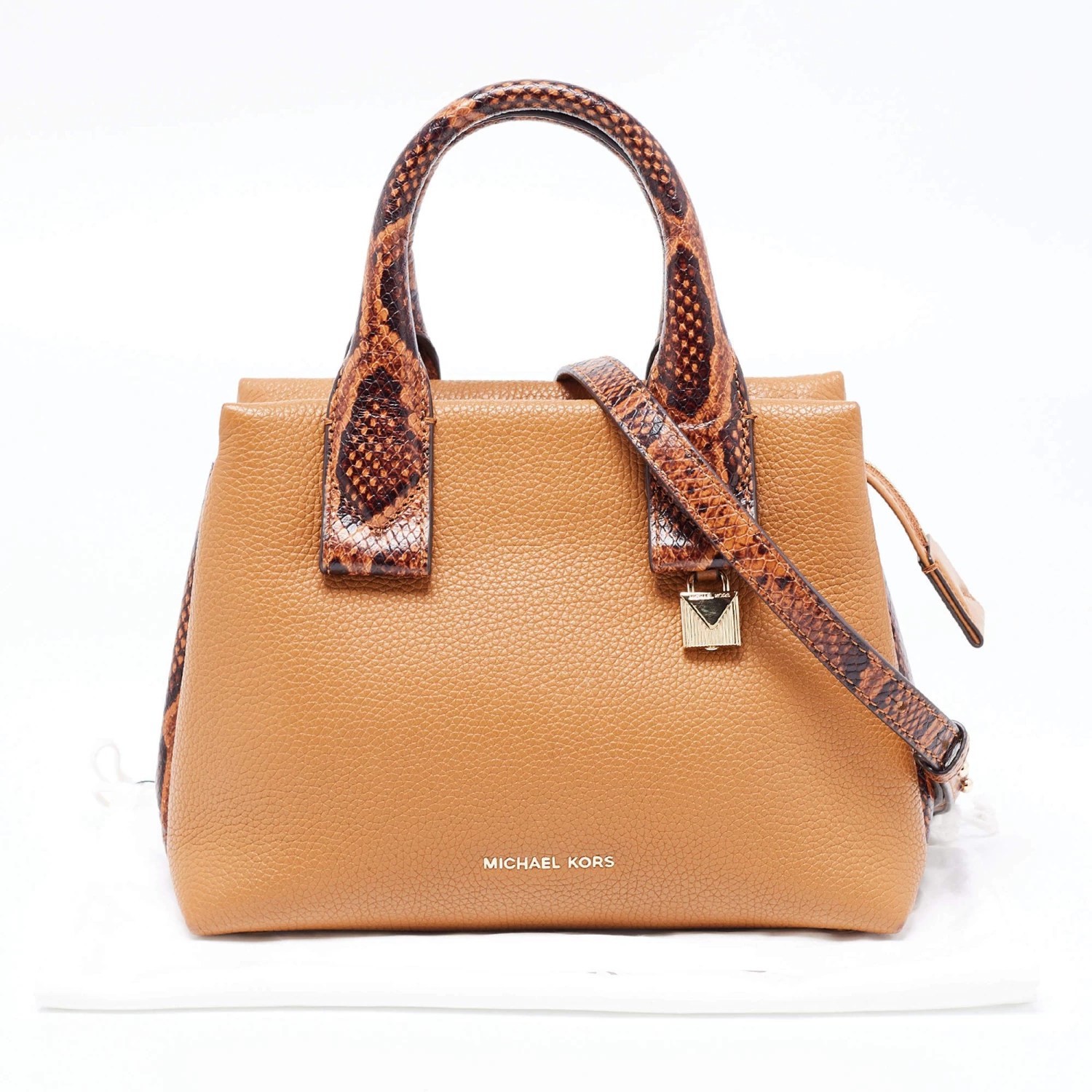 Michael Kors Brown Python Embossed And Leather Rollins Tote For Women - Image 9