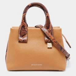 Michael Kors Brown Python Embossed And Leather Rollins Tote For Women
