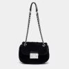 Michael Kors Black Shearling And Leather Trim Sloan Chain Shoulder Bag For Women