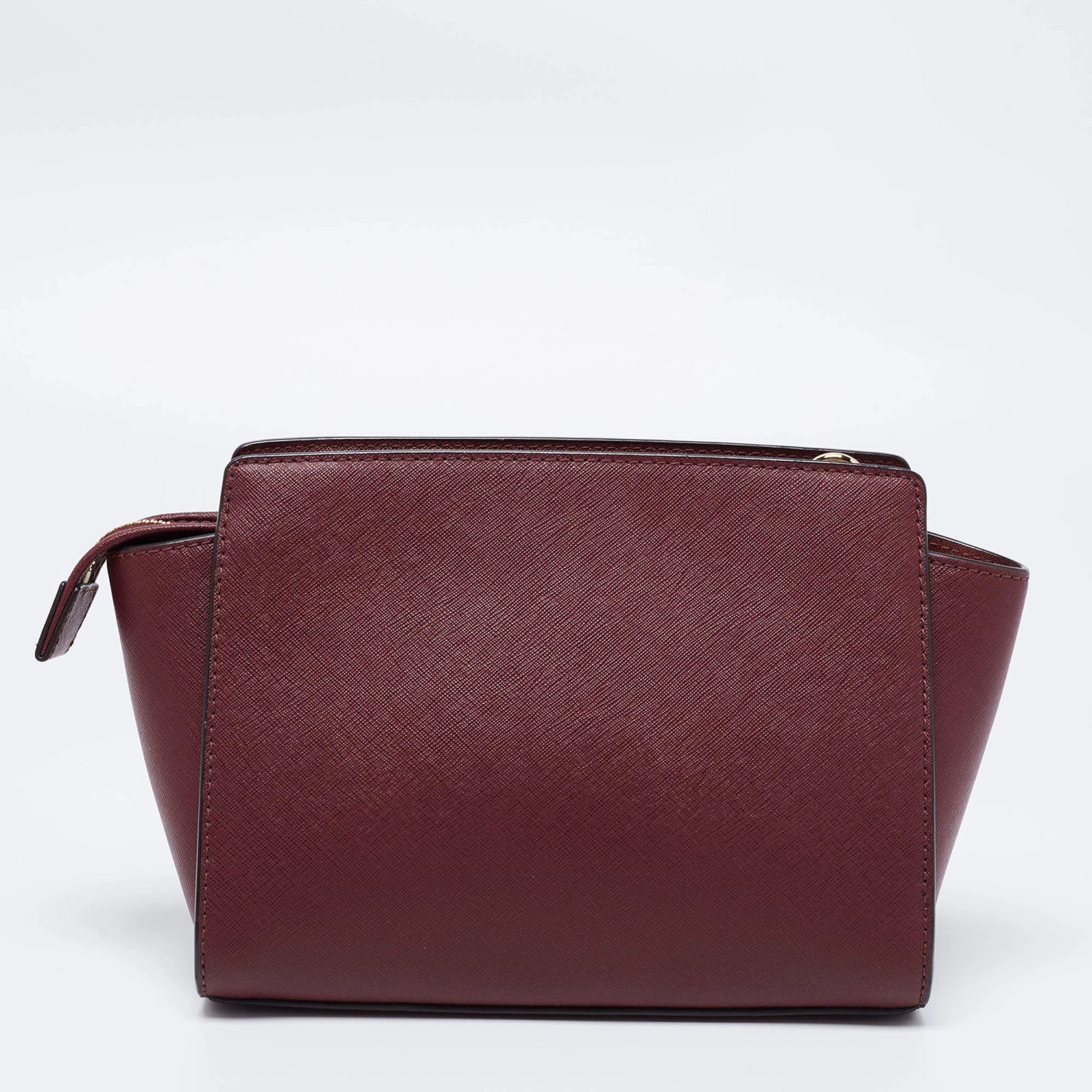 Michael Kors Burgundy Saffiano Leather Selma Studded Merlot Shoulder Bag For Women - Image 4