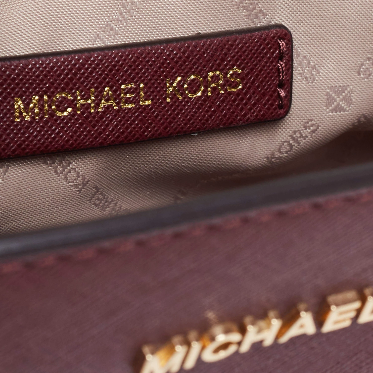 Michael Kors Burgundy Saffiano Leather Selma Studded Merlot Shoulder Bag For Women - Image 8