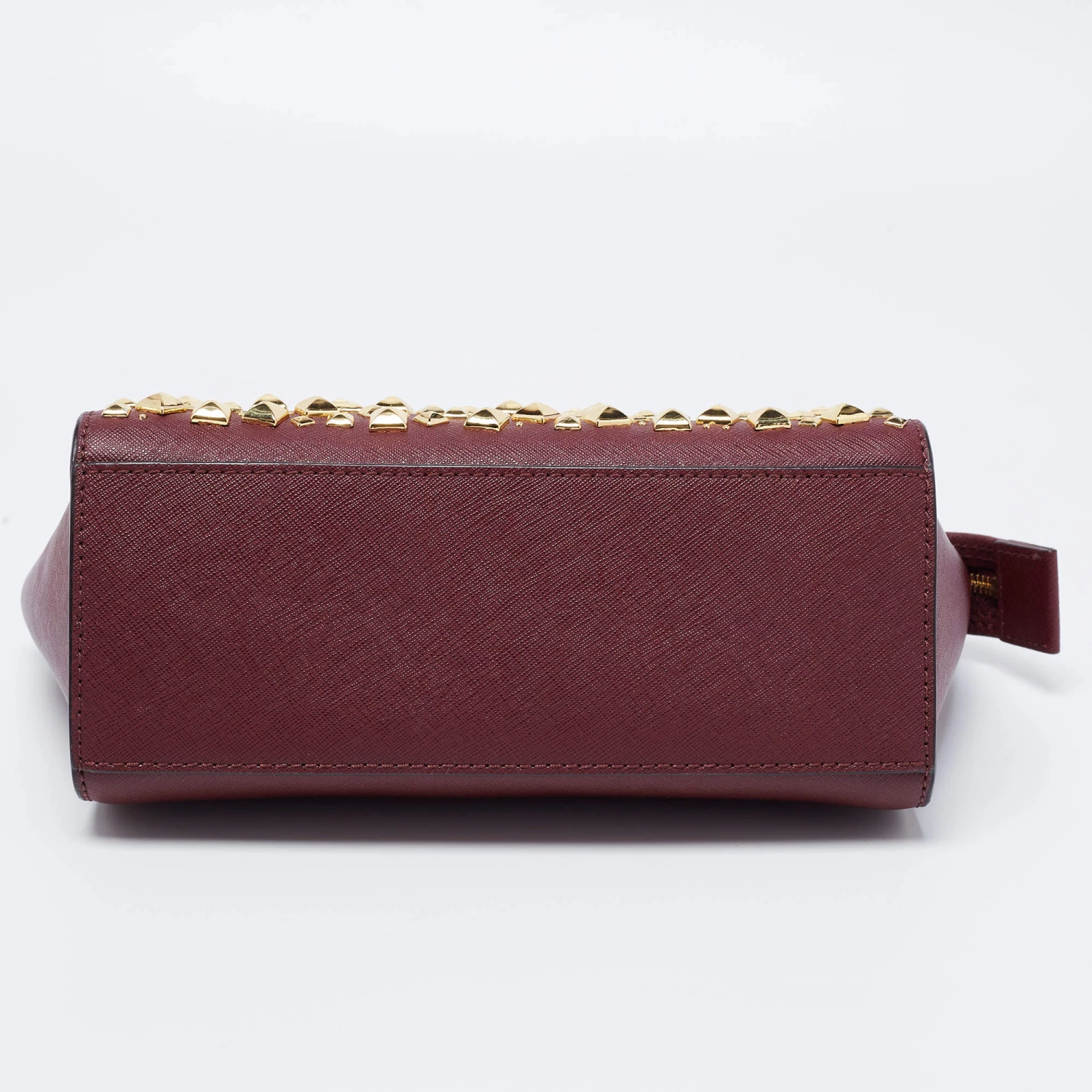 Michael Kors Burgundy Saffiano Leather Selma Studded Merlot Shoulder Bag For Women - Image 6